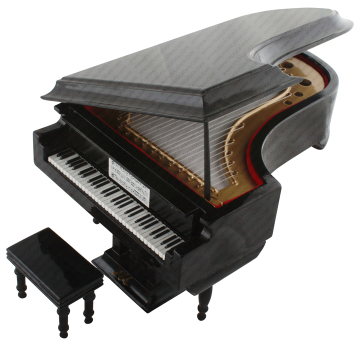 Miniature Black Pianp and Chair Musical instrument Replica Gift